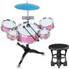 Colcolo Batteria per Bambini, Strumento a percussione, Divertente e, Giocattolo ritmico, età 3-6 Anni, Kit Batteria Jazz per Bambini Principianti, Rosa