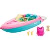 Barbie Motoscafo con Cucciolo e Accessori a Tema, Giocattolo per Bambini 3+Anni,GRG29