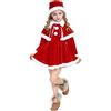 Generico 3Pcs Costume Babbo Natale Bambina Vestito Babbo Natale Bambina Vestiti Babba Ragazze Bambini Abito Babbia Bambini Bambino Vestito di Natalizio Che Cappello Scialle Travestimenti Bambini (Red, 90)