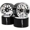 HOBBYSOUL Ruote Beadlock da 2,2 mm, offset negativo da 11 mm, cerchi larghi 40 mm, ruote 2.2 RC esagonali da 12 mm per 1/10 RC Mud Crawler SCX10 Capra TRX4 Everest gen 7 Pro, argento