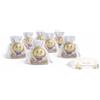 Generico Set 20 Bomboniere + 20 Bigliettini Personalizzati Omaggio Sacchetto Portaconfetti Prima Comunione 9,5 cm con Struttura in Legno