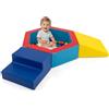 COSTWAY Set di 3 Blocchi da Arrampicata in Schiuma per Bambini, Set Gioco per Interni con Piscina di Palline, Triangolo, Scala e Palline Colorate per Bambini 1+ Anni