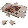 Generic Tabellone Puzzle Inclinabile con Copertura del Supporto Regolabile, Tabellone Puzzle in Feltro Leggero con 6 Cassetti Colorati, 1000-1500 Pezzi per Tavolo da Giochi Adulti Re Dark Brown 77*53.6*4.2cm