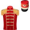Linjinx Costume Da Tamburino Majorette Per Bambini Abito Schiaccianoci Giacca Uniforme Con Nappe E Cappello Costume Da Domatore Circo Anni Rosso 5-6 anni