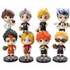 Jilijia Anime Haikyuu - Set di figure con anime, versione Q, Hinata Shoyo/Yu Nishinoya/Kozume Kenma/Kei Tsukishima, per feste di Natale, da collezione, 8 pezzi, 10 cm