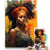 AITEXI Puzzle da 1000 pezzi per adolescenti Donna africana dipinta Gioco intellettuale giocattolo Decorazione murale Regali unici per compleanno e Natale 52x38cm
