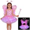Generico Costume Farfalla Bambina - Costume Fatina 4Pcs Fata Ragazza Vestito Principessa Farfalla con Ali Bacchetta Tutù Cintura per i Capelli per Ragazze Bambina Feste a Tema Carnevale