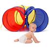 SUPPUIMNT Tunnel per gattonare per bambini, tunnel colorato pop-up, tenda pieghevole, giocattolo per bambini, a partire da 1 anno e animali domestici, gioco per interni ed esterni (rosso, giallo, blu)