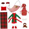 Gcroet Accessori da Elfo Simpatico Mini Kit da Elfo di Natale con Sacco a Pelo, Accappatoio, Occhiali, Scialle, Amaca Accessori per Bambole per Decorazioni per Bambole...