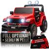 TOYSCAR Auto Elettrica per Bambini Jeep Wrangler Rubicon 2026 12V Fuoristrada Full Optional con TAPPETINI 2 Posti SEDILI in Pelle Porte Apribili Doppio Motore (Rosso)