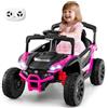 COSTWAY 12V Macchina Elettrcia per Bambini, UTV Auto Elettrica con Telecomando, 3 Velocità, Luci LED, Musica, Clacson e Sospensioni a Molla, 3-5 km/h, Ideale per Bambini 3 Anni+ (Rosa)