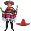 I LOVE FANCY DRESS LTD Costume da bambino con poncho messicano pesante e sombrero rosso - Costume da bambino messicano + grande sombrero rosso