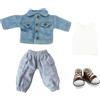 niannyyhouse OB11 1/12 BJD Vestiti per bambola, cappotto, pantaloni, gilet, scarpe, jeans, 10,9 cm, action figure Dressup (azzurro)
