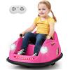 COSTWAY 12V Auto Elettrica per Bambini con Telecomando, Autoscontro Elettrico con Luci LED Musica e Rotazione a 360°, Macchina Cavalcabile per Bambini 2-5 Anni (Rosa)