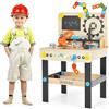 GYMAX Giocattolo da Banco da Lavoro per Bambini con 6 Attrezzi e 75 Accessori, Banco degli Attrezzi con Lavagna e Portautensili Appeso, Giocattolo per Fai da Te, Bambini 3 Anni+