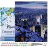 Figured'Art Dipingere con i Numeri con Telaio - Paint by Numbers Tetti di Parigi, Passatempo per Adulti, Kit Completo, Hobby Creativi - Quadri fai da te 40x50cm Tela Già Incorniciata