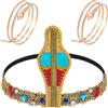 UNICRAFTALE 3 Pezzi Egiziano Costume Accessori Per Donna Dorato Serpente Fasce Elastiche Copricapo Con Metallo Serpente Braccialetti Serpenti Bracciali Bracciali Spirali Per Halloween Gioielli