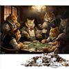 AITEXI Puzzle bambini I gatti giocano a poker Puzzle da 1000 pezzi Premium in cartone riciclato al 100% adulti e bambini dai 12 anni in su Regalo adulti e bambini （26x38 cm）