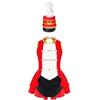 TiaoBug Costume Domatrice Circo Bambina Vestito da Ballo Latino Bambina con Cappello Abito da Pattinaggio Artistico Ringmaster Costume Carnevale Halloween Rosso 11-12 anni