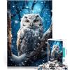 LKSDCBOT Puzzle per adulti e ragazzi 1000 pezzi gufo bianco nella neve Fatto di legno，per 14+ Attività per famiglie con poster e foglio del quiz abbinati。misurare：50x75cm/19.68x29.52pollice