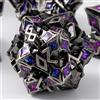 Soar Forge Dadi in metallo per DND, serie Spire Sanctum, set di dadi poliedrici per D&D, giochi di ruolo e altro ancora, rotoli bilanciati, bellissimo set da 7 pezzi per dungeons and dragon (argento antico viola