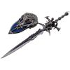 haobook Frostmourne Sword 30CM Wow Lion Head Shield Lich King Metal Sword Foam Arthas Sword Martial Arts Weapon Cosplay Prop Collection Desktop Display Decoration