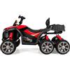 GYMAX 12V Auto Elettrica Cavalcabile per Bambini, con 6 Ruote, Luci a LED e Musica, Quad Elettrico Multifunzionale per Bambini di 3-8 Anni, Auto Giocattolo Alimentata a Batteria (Rosso)