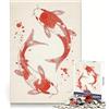 vhjRTYf Puzzle con illustrazione di carpa koi rossa, 1000 pezzi, per ragazzi, stimola la memoria, facile da realizzare, con bordi puliti, sorpresa natalizia (38x26cm)