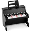 COSTWAY Tastiera Pianoforte per Bambini a 25 Tasti, Mini Pianoforte Digitale Giocattolo, con Velocità e Volume Regolabili, Tasto Luminoso e Leggio Rimovibile, per Ragazzi 3+ Anni (Nero)