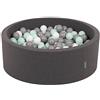 KiddyMoon 90X30cm/200 Palline ∅ 7CM Piscina di Palline Colorate per Bambini Tondo Fabbricato in EU, Grigio Sc:Bianco/Grigio/Menta