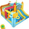LEADZM Castello gonfiabile con ventilatore, castello gonfiabile con piscina, scivolo, trampolino, supporto per boxe, 356 x 315 x 203 cm