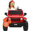 BabyCar Jeep Elettrica Per Bambini | Auto con Sedili in Pelle, Porte Apribili, MP3/USB/Micro SD | Macchina Elettrica per Bambini 12V con 2 Motori 35W | Licenza Ufficiale Jeep | Rosso Occhiali-Targa