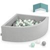 KiddyMoon Piscina di Palline Angolare a Quarto 90x30cm con 300 Palline 7cm Piscina in Schiuma per Neonati e Bambini Piccoli - Grigio Ch: Bianco Grigio Menta