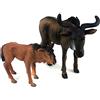 Musykrafties, statuine di plastica a forma degli animali della giungla africana. Set di gioco di statuine realistiche Wildebeest 2-piece