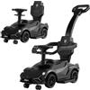 COSTWAY 3 in 1 Auto da Spinta, Auto Scorrevole con Paracolpi e Manubrio Rimovibili Musica e Fari, Spazio di Stoccaggio Nascosto e Ruote Universali Staccabili, Bambini 18-24 Mesi (Nero)
