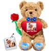 JABECODIFA Orsacchiotto Personalizzato con Foto Testo, Orsetto di Peluche con il Cuore come Regali Personalizzati per lui Natale Compleanno San Valentino Anniversario (26cm)