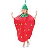 Generico Vestito Carneval Cibo Bambino Vestiti Frutta Costume Fragolavestiti per Bambino Bambina Costumi di Frutta Verdura per Halloween Carneval Cosplay Spettacoli E Feste Costumi (01-Red-a, One Size)