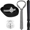 Horolam 5 Pezzi Accessori per Costume Da Poliziotto, Set Costume Da Con Berretto Da Poliziotto,Manette, Distintivo, Manganello E Cravatta per Feste Cosplay