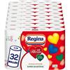 Regina con cuori, asciugamani per la casa, 32 rotoli, 43 fogli, 3 strati, super assorbenti, 10 decorazioni nei colori dell'amore, 100% cellulosa, certificato FSC, 5,1 kg