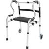 NoneDanGee Deambulatore per anziani, scooter con 2 ruote, altezza regolabile 75 - 90 cm, pieghevole walker, stabile con piedini antiscivolo per uomo, donna, anziani, portata 100 kg, colore: argento
