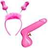 realGOOS 2 pezzi cerchietto rosa con antenne piselli + pistola ad acqua per festa sexy di addio al nubilato hot party gadget per adulti 18+