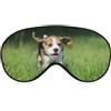 Zhimahou Happy Beagle - Mascherina per dormire a forma di cucciolo di cane che corre sull'erba, con cinghia regolabile, comoda e morbida maschera per gli occhi che blocca la luce