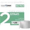 Tissue Expert Carta igienica a 2 strati, 128 rotoli da 250 fogli, 100% riciclaggio, carta igienica morbida, confezione grande per uso commerciale, carta igienica, confezione da 60% PCR (128 rotoli)