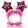 realGOOS Cerchietto con pisello glitter e stelline ADDIO AL NUBILATO + occhiali rosa a forma di cuore