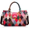 Karoukee Borsa Tote da Donna con Design Patchwork Colorata, Borsa a Mano Elegante in Vera Pelle, Grande Borse a Spalla per Signora, Borsa a Tracolla Alla Moda con Tracolla Regolabile