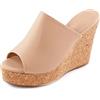 Toocool Scarpe Donna Sandali Zeppe Zeppa zatteroni Sughero Flatform M627 [38,Beige]