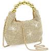 ANGELO Borsetta Donna da Sera, Pochette Strass Glitterata con Tracolla, Piccola Borsa Elegante a Mano e Spalla, Clutch con Manico Arrotondato, per Cerimonia, Matrimonio, Ballo, Festa (Nero)