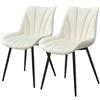 Yaheetech Set di 2 Sedie da Pranzo Moderne in Velluto Sedie Imbottite con Schienale e Gambe in Metallo Senza Braccioli per Cucina Sala da Pranzo e Soggiorno (2, Beige)