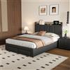 WOBOPCG Letto Matrimoniale con Contenitore 160x200, Letto Imbottito con LED Letto Contenitore con Presa USB Letto una Piazza e Mezza con contenitore Struttura Letto con Testiera Imbottita(Grigio scuro + Lino)