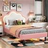 FEEOHOME Letto per bambini da bambina 90 x 200 cm, letto singolo imbottito per bambini con luce LED regolabile, letto principessa con testiera nuvola, con testiera a LED regolabile in altezza, PU